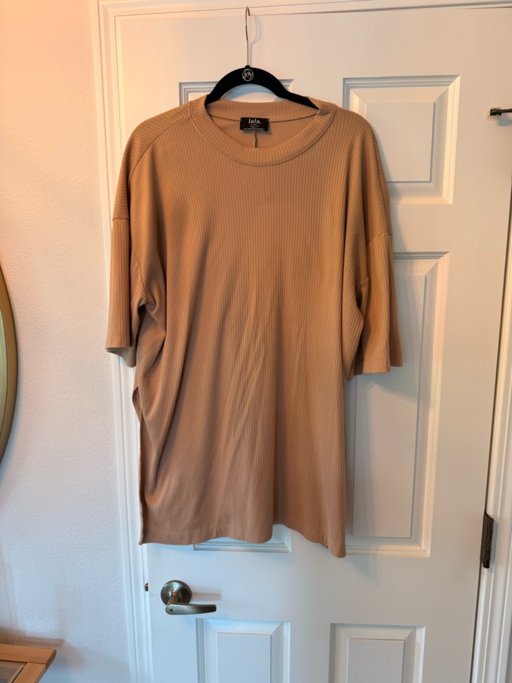 Dressed in LALA Beige Ribbed Lounge Pantsuit Set - Picture 2 of 4